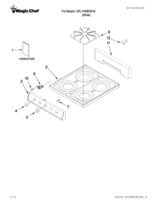 Cooktop Parts Diagram and Parts List for CPL1100BDW16  Magic Chef Range
