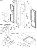 Refrigerator / Freezer Lights and Hinges Diagram and Parts List for ARS236XAW PARS236XAW0 Amana Refrigerator