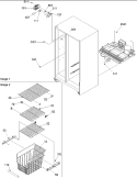 Freezer Shelves and Lights Diagram and Parts List for ARS236XAW PARS236XAW0 Amana Refrigerator