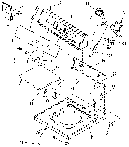 Control Hood, Controls, Loading Door And Cabinet Top Diagram and Parts List for NA3612L33628  Speed Queen Washer