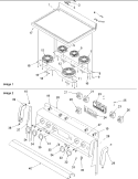 Maintop and Backguard Diagram and Parts List for ART6522CC P1143853NCC Amana Range