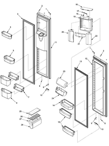 Ref/fz Door And Shelf Diagram and Parts List for XRSS267BB-PXRSS267BB1  Amana Refrigerator