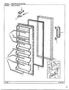Fresh Food Door Diagram and Parts List for 19100-0C  Admiral Refrigerator