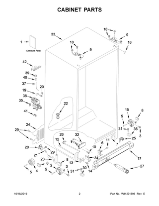 Cabinet Parts Diagram and Parts List for ASI2575GRS00  Maytag Refrigerator