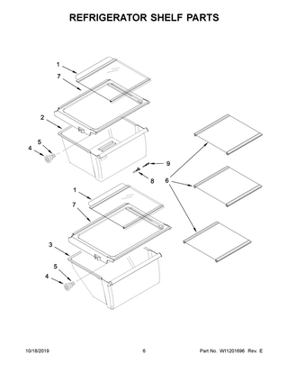 Refrigerator Shelf Parts Diagram and Parts List for ASI2575GRS00  Maytag Refrigerator