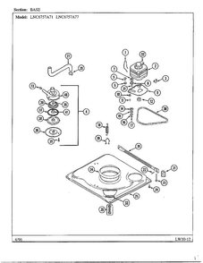 Base Diagram and Parts List for LNC6757A77  Admiral Washer