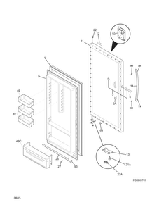 Door Diagram and Parts List for CFUFHC21QWB  Crosley Freezer