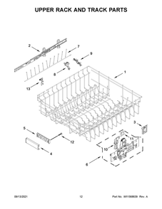 Upper Rack And Track Parts Diagram and Parts List for JDPSS246LM0  Maytag Dishwasher