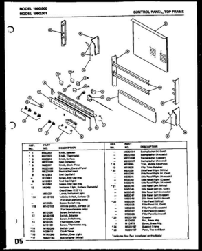 01 - Control Panel Diagram and Parts List for 1990001  Litton Microwave Oven Combo