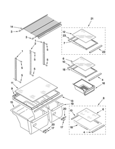 Shelf Parts Diagram and Parts List for A9RXNMFWS02  Amana Refrigerator