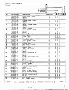 Door/drawer Page 2 Diagram and Parts List for 68-2563-87  Magic Chef Range