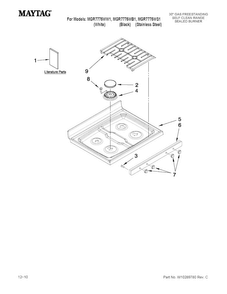 Cooktop Parts Diagram and Parts List for MGR7775WB1  Maytag Range