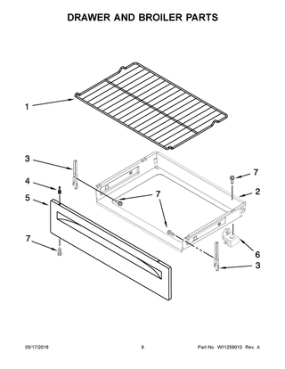 Drawer And Broiler Parts Diagram and Parts List for ACR2303MFW2  Maytag Range