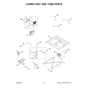 Lower Unit And Tube Parts Diagram and Parts List for JBRFR30IGX20  Jenn-Air Refrigerator
