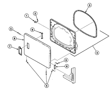 Door Assy Diagram and Parts List for SSE107LF99L7  Speed Queen Dryer