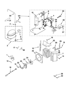 Upper Unit Parts Diagram and Parts List for JB36NXFXLW03  Jenn-Air Refrigerator