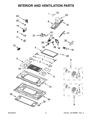 Interior And Ventilation Parts Diagram and Parts List for YJMV9196CB5  Maytag Microwave