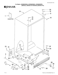 Cabinet Parts Diagram and Parts List for JCD2595WES00  Jenn-Air Refrigerator