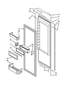 Refrigerator Door Parts Diagram and Parts List for JS42NXFXDW04  Jenn-Air Refrigerator