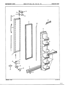 Freezer Door Diagram and Parts List for 2477AB  Admiral Refrigerator