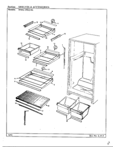 Shelves And Accessories Diagram and Parts List for 19812-0A  Admiral Refrigerator