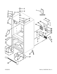 Cabinet Parts Diagram and Parts List for MFI2665XEM8  Maytag Refrigerator