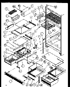 Cabinet Shelving Diagram and Parts List for TZ21Q2E-P1111713WE  Amana Refrigerator