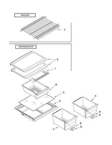 Shelf Parts Diagram and Parts List for A8TXNGFXW00  Amana Refrigerator