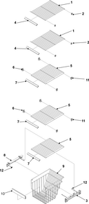 Freezer Shelves Diagram and Parts List for AC2224PEKB0  Amana Refrigerator