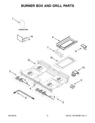 Burner Box And Grill Parts Diagram and Parts List for JGRP636HL00  Maytag Range