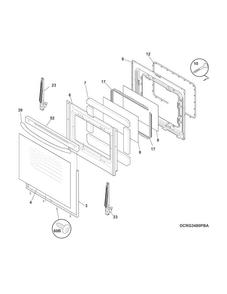 Door Diagram and Parts List for CRG3485QWA  Crosley Range