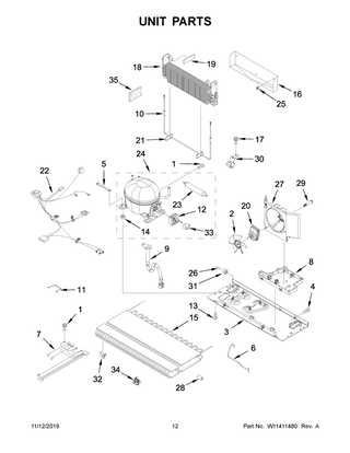 Unit Parts Diagram and Parts List for MFF2558FEZ04  Maytag Refrigerator
