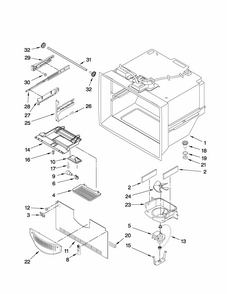 Freezer Liner Parts Diagram and Parts List for RY4951000W2  Maytag Refrigerator