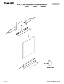 Door And Panel Parts Diagram and Parts List for MDB4630AWS2  Maytag Dishwasher