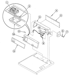 Control Assy Diagram and Parts List for SDE607WF1500  Speed Queen Dryer