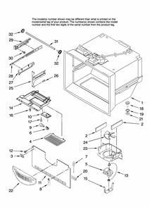 Freezer Liner Parts Diagram and Parts List for G32027WEKB11  Maytag Refrigerator