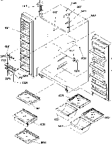 Refrigerator/freezer Shelves, Lights, And Hinges Diagram and Parts List for SS21SL-P1193802WL  Amana Refrigerator