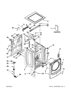 Top And Cabinet Parts Diagram and Parts List for 7MMHW7000BG0  Maytag Washer