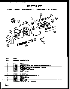 8 Cube Compact Ice Maker Diagram and Parts List for SZD25N2E-P1162431WE  Amana Refrigerator
