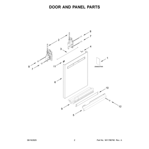 Door And Panel Parts Diagram and Parts List for MDB7959SKZ4  Maytag Dishwasher