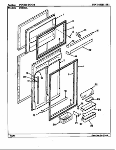 Inner Door Diagram and Parts List for RTD21A-AH71F  Maytag Refrigerator