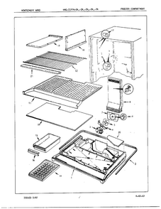 Freezer Compartment Diagram and Parts List for 21974A  Admiral Refrigerator