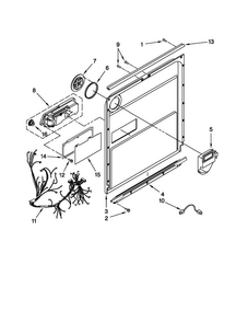 Inner Door Parts Diagram and Parts List for JDB3600AWS0  Jenn-Air Dishwasher