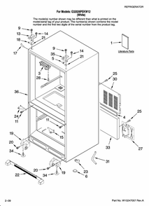Cabinet Parts Diagram and Parts List for G32026PEKW12  Maytag Refrigerator