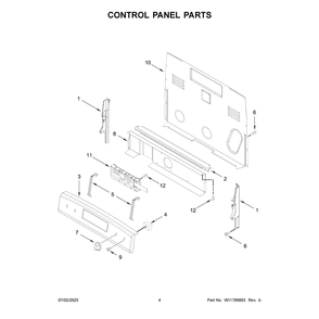 Control Panel Parts Diagram and Parts List for YAER6203MSS0  Amana Range
