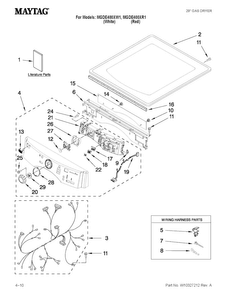 Top And Console Parts Diagram and Parts List for MGDE400XR1  Maytag Dryer