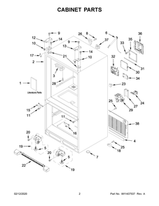Cabinet Parts Diagram and Parts List for JFFCF72DKL00  Maytag Refrigerator