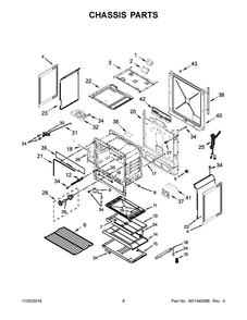 Chassis Parts Diagram and Parts List for AGS6603SFS0  Amana Range