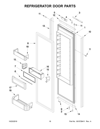 Refrigerator Door Parts Diagram and Parts List for JS48NXFXDW10  Maytag Refrigerator