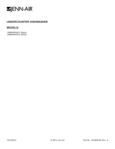 Cover Sheet Diagram and Parts List for JDB8500AWY3  Jenn-Air Dishwasher